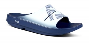 Oofos OOahh Sport Slide Sandal White / Navy | QWPF40651
