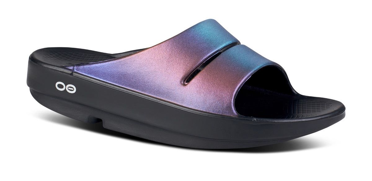 Oofos OOahh Luxe Slide Sandal Midnight Spectre | EVDL41629