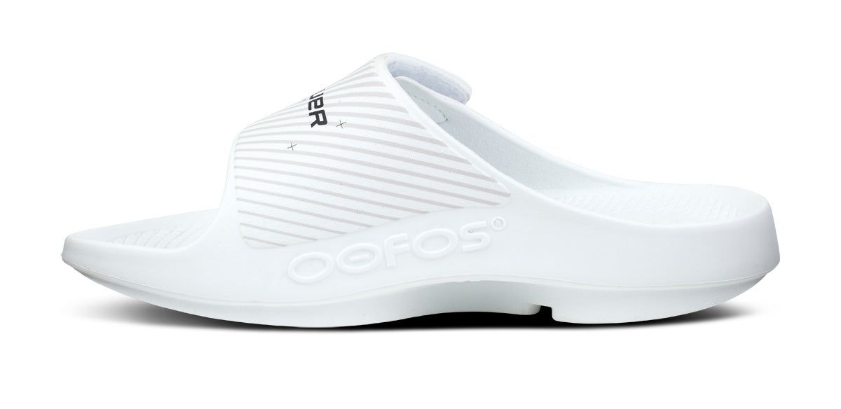 Oofos OOahh Sport Flex Sandal White | KXCB29364