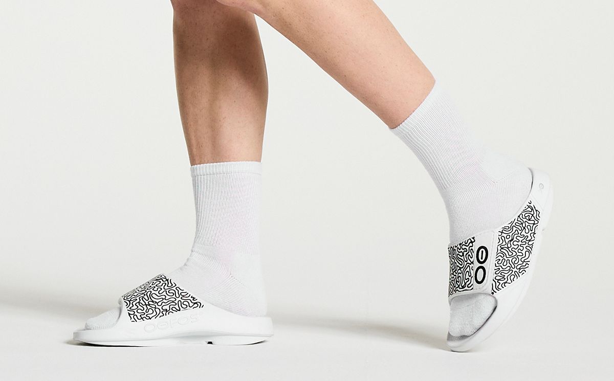 Oofos OOahh Sport Flex Sandal White | TPMW35294