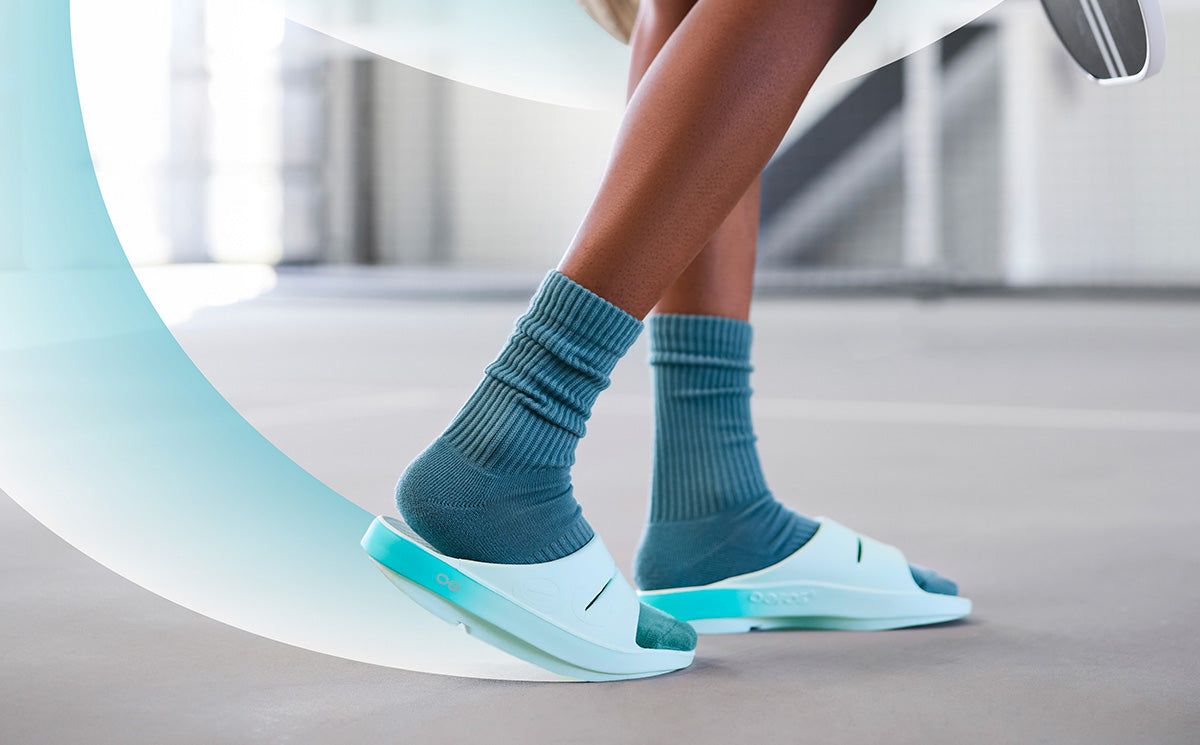Oofos OOahh Sport Slide Sandal Light Turquoise | LMBQ80964