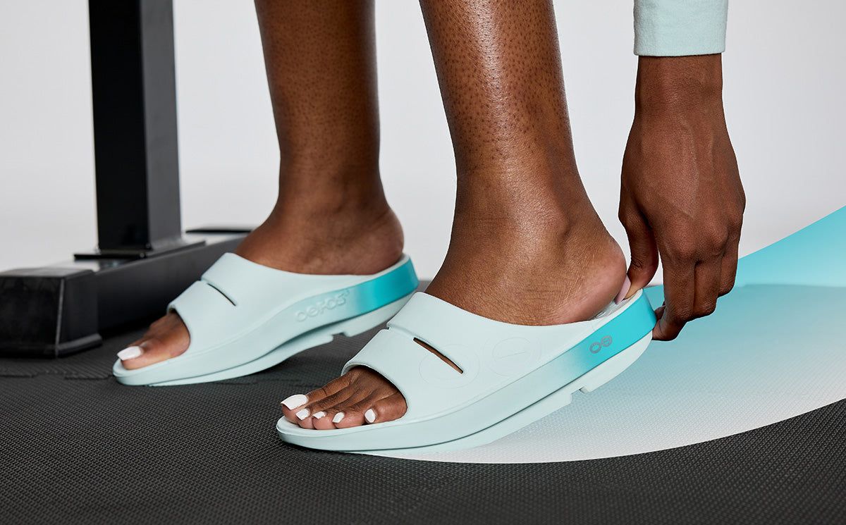 Oofos OOahh Sport Slide Sandal Light Turquoise | LMBQ80964