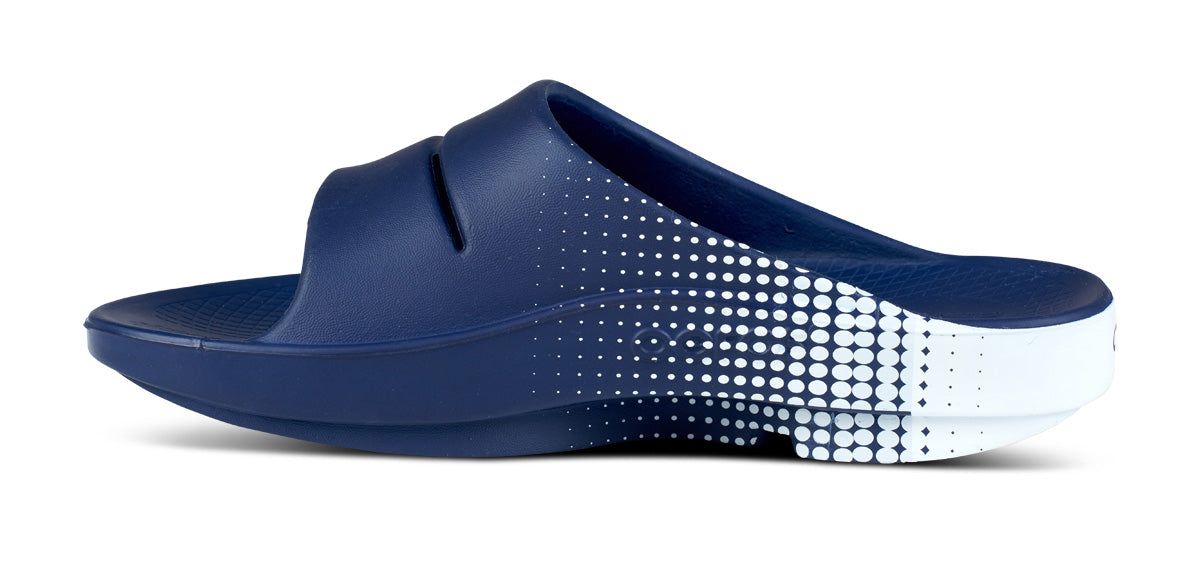 Oofos OOahh Sport Slide Sandal Navy | VXSD25901