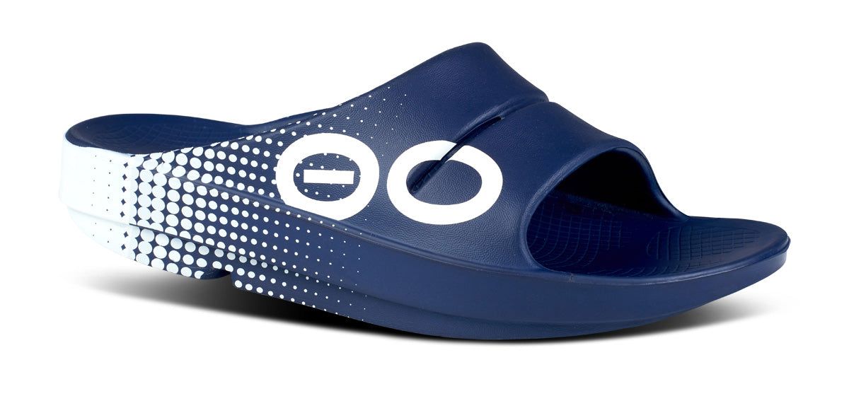 Oofos OOahh Sport Slide Sandal Navy | VXSD25901