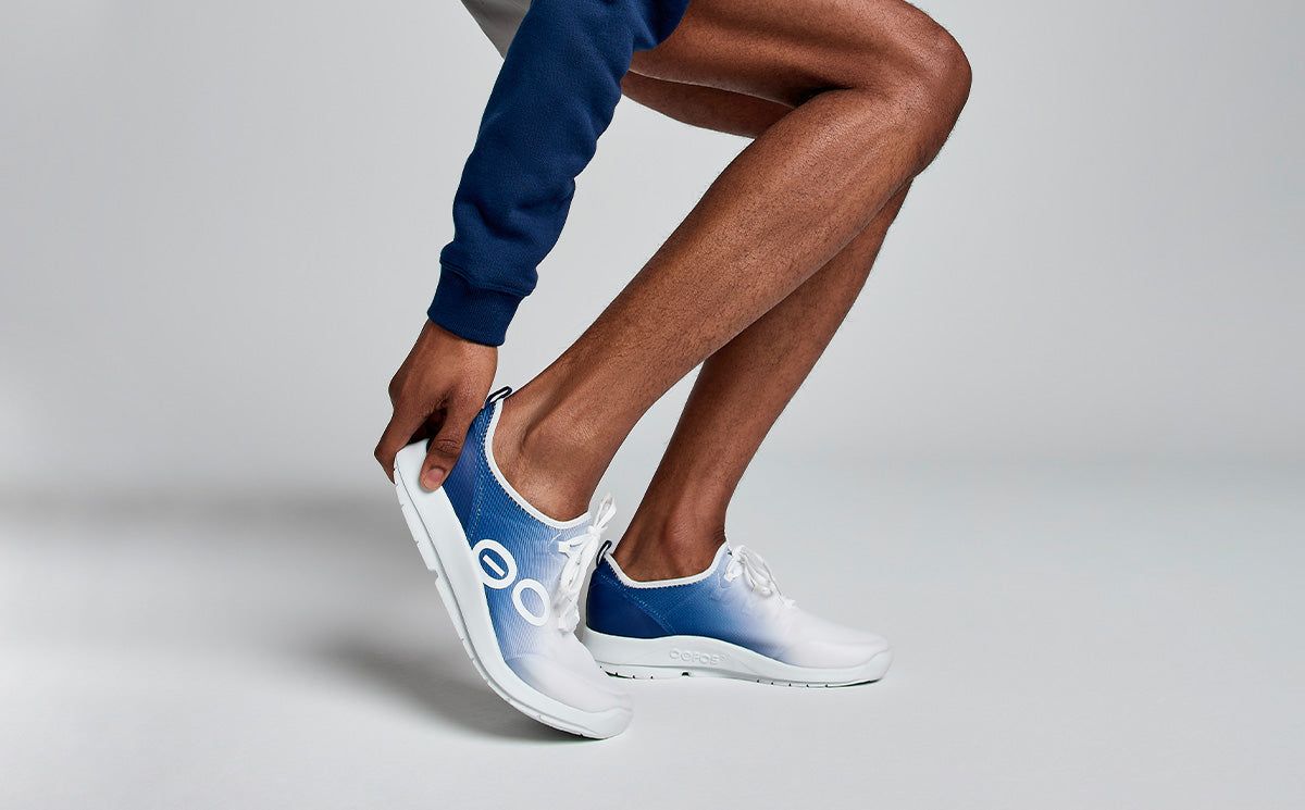 Oofos OOmg Sport LS Low Shoe White / Navy | LAHV71905