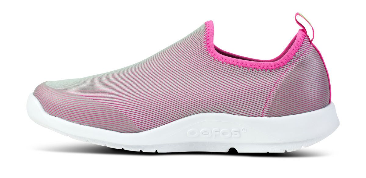 Oofos OOmg Sport Low Shoe White / Fuchsia | NZMR79841